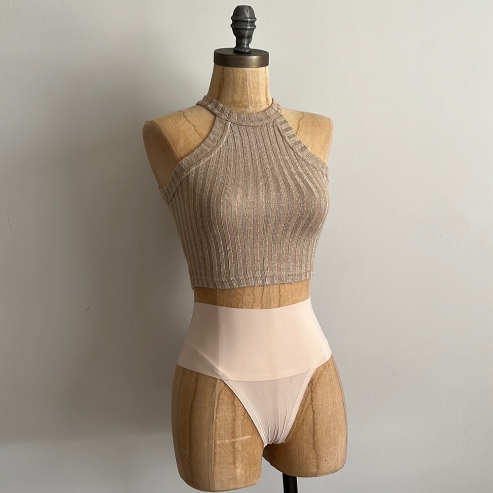 New Look Gold Shimmer Crop Top